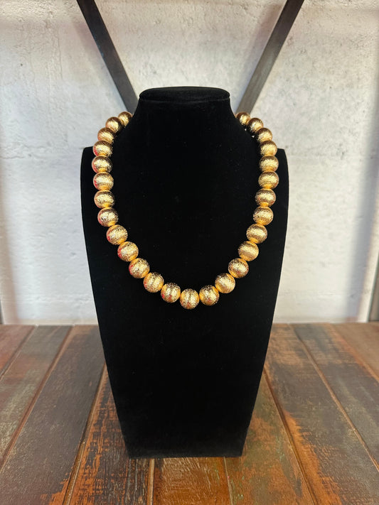 Brushed Gold Ball Beaded Necklace