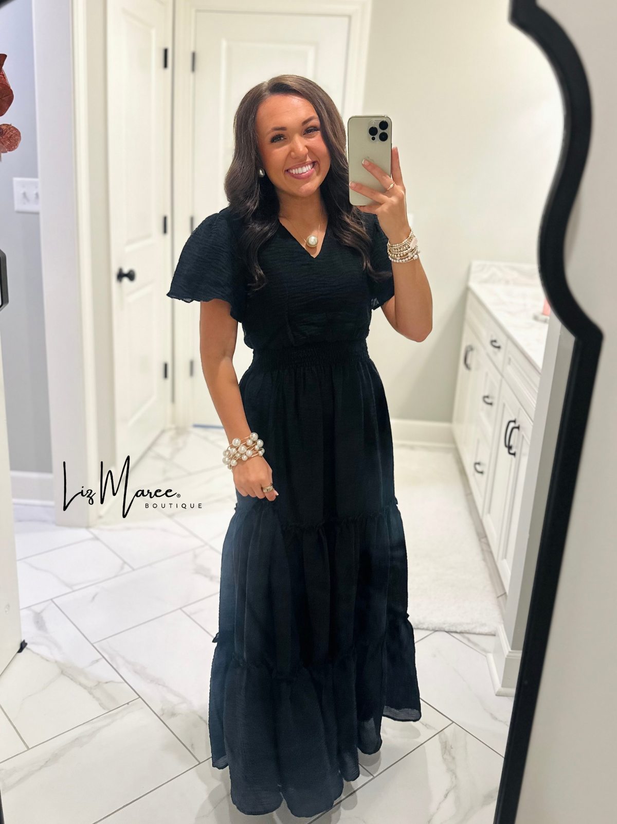 The Taylor Black Tiered Maxi Dress