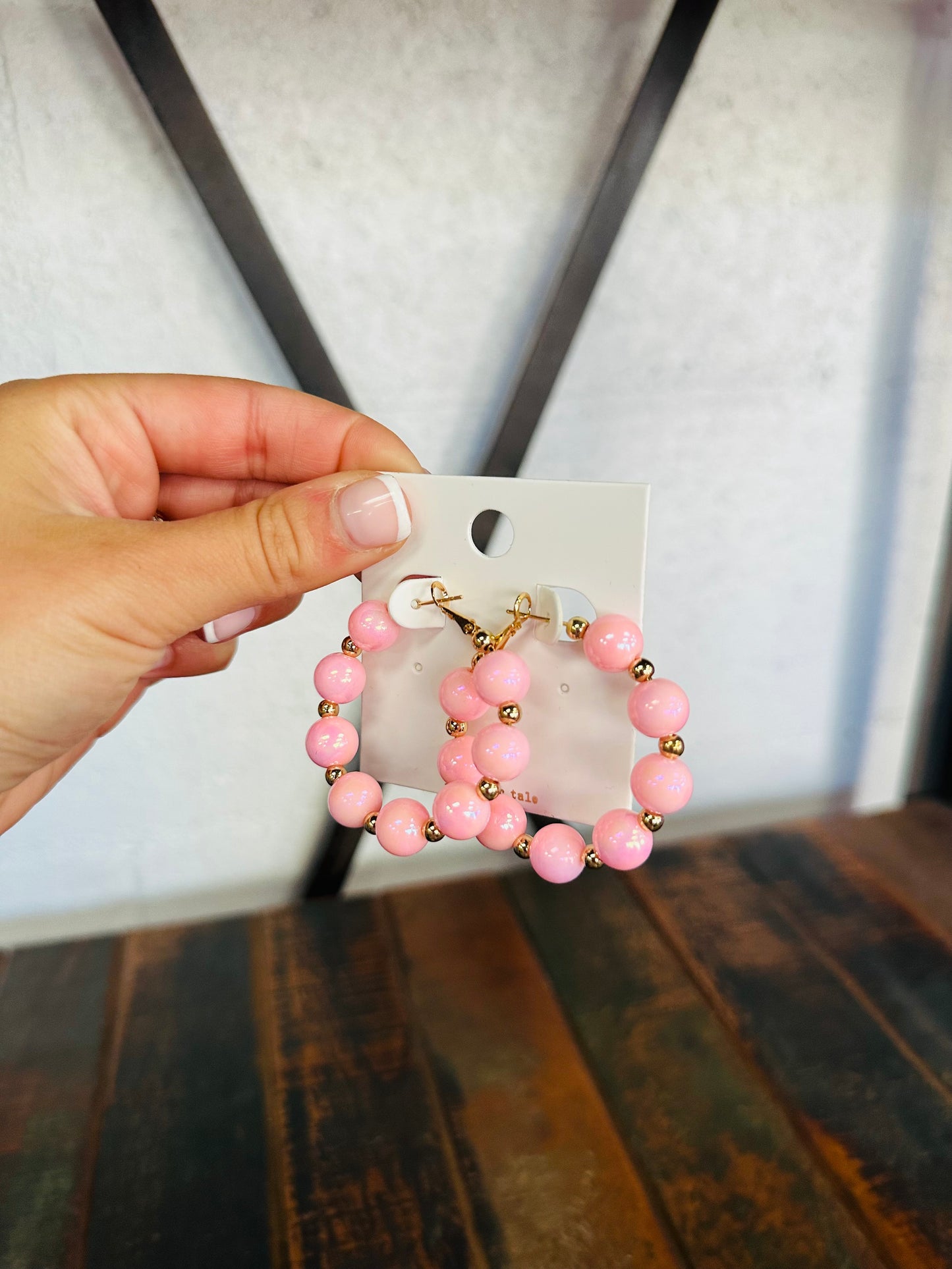 Pink Pearlescent Ball of Fun Hoop Earring