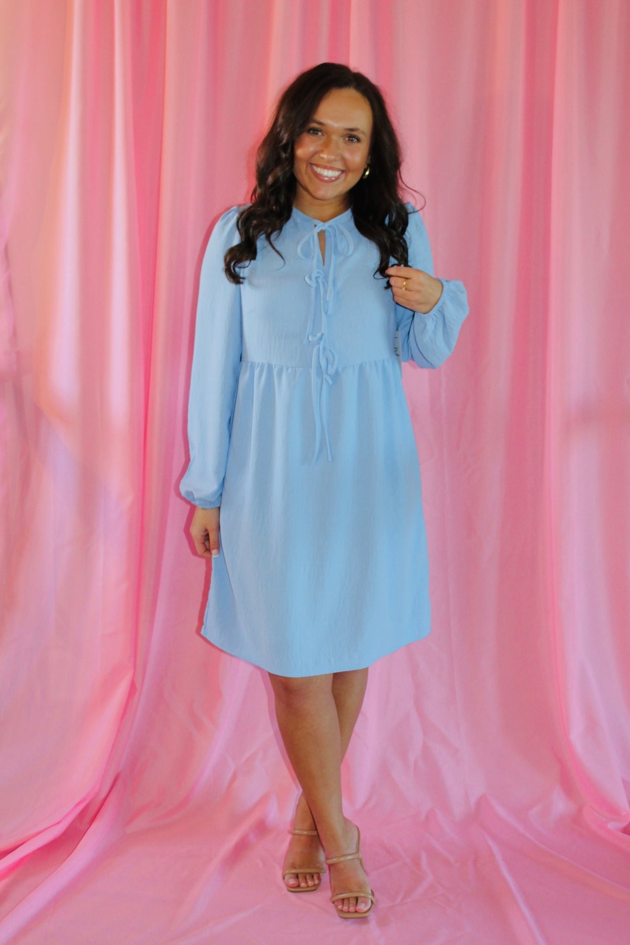 The Nellie Front Tie Bow Baby Doll Dress