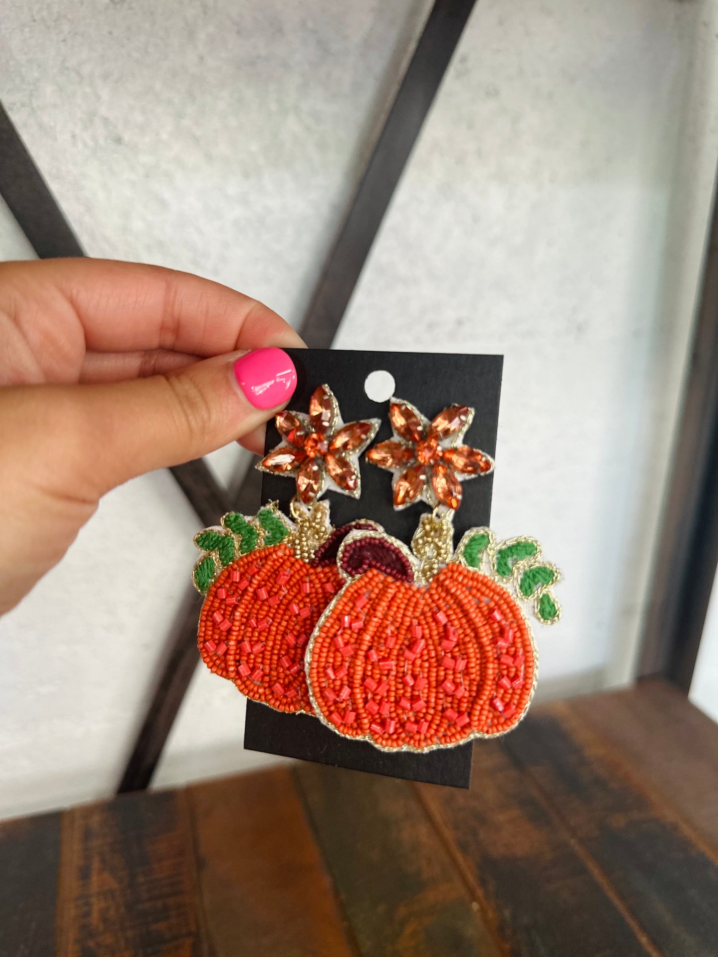 Beaded Pumpkin Earrings