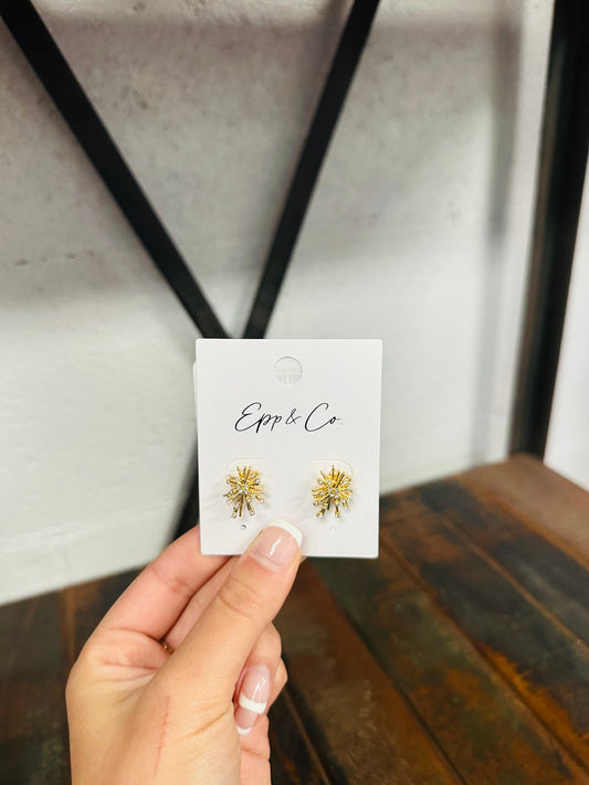 Gold Rhinestone Burst Stud