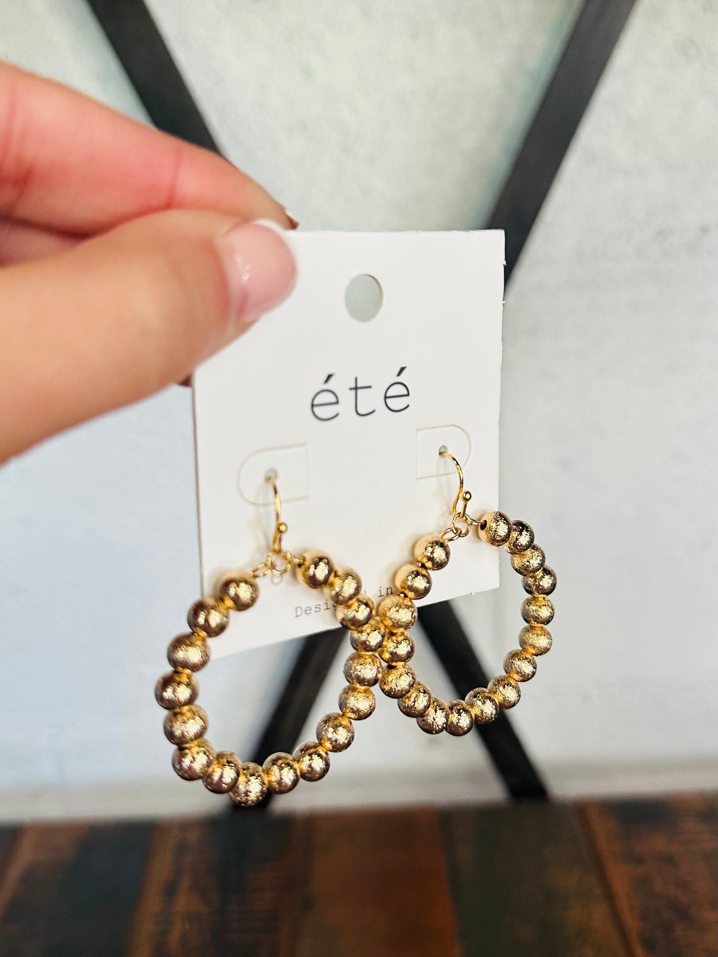 Gold Satin Ball Round Earring
