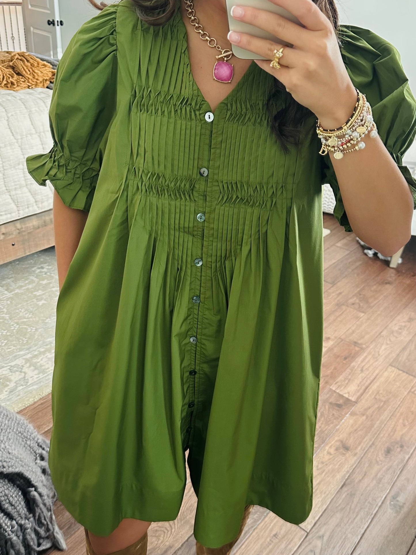 The Willow Olive Green Dress