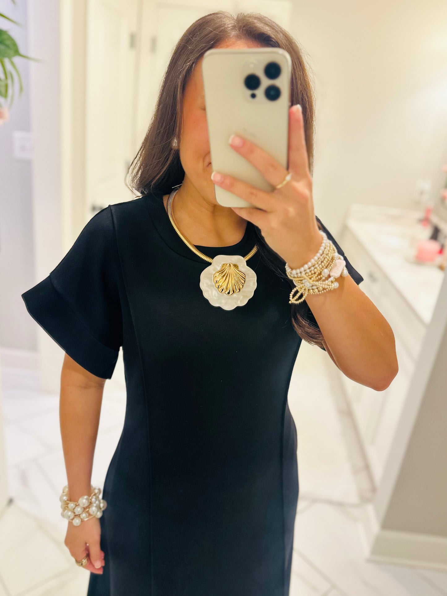 The Jess Black Knit Midi Dress