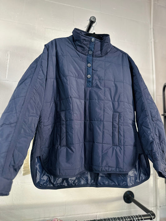 The Navy Quilted Puffer Pullover