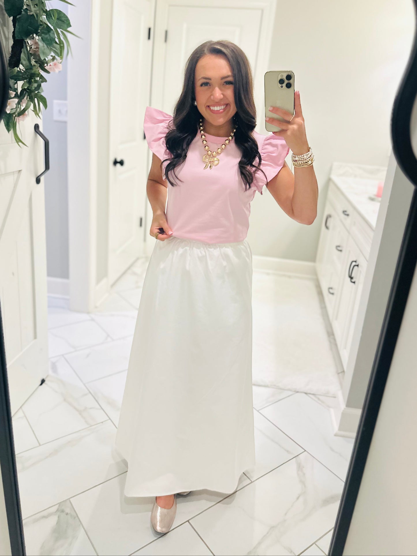 The Tillie Baby Pink Ruffled Sleeve Top