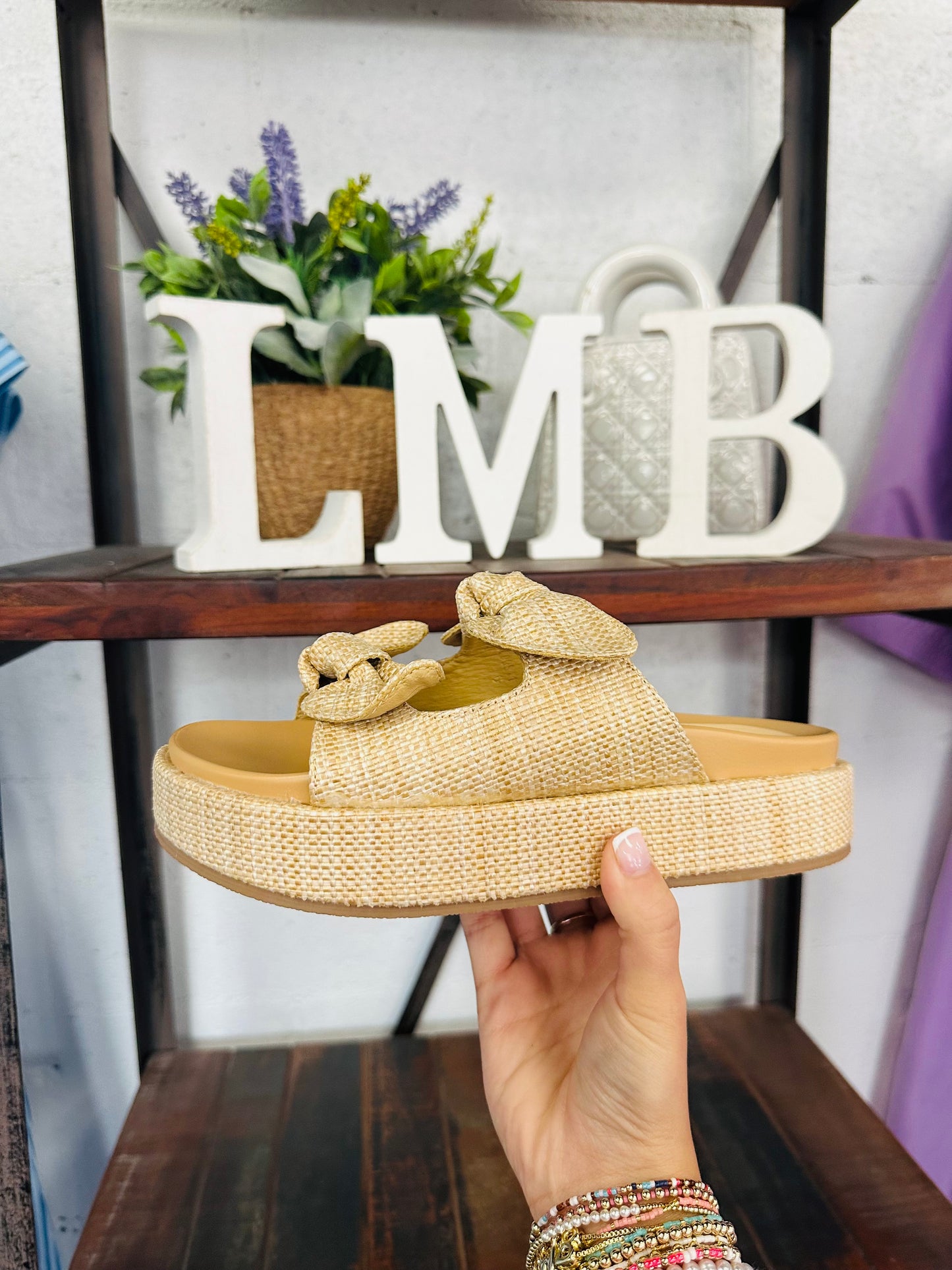 The Kiki Raffia Bow Platform Sandal