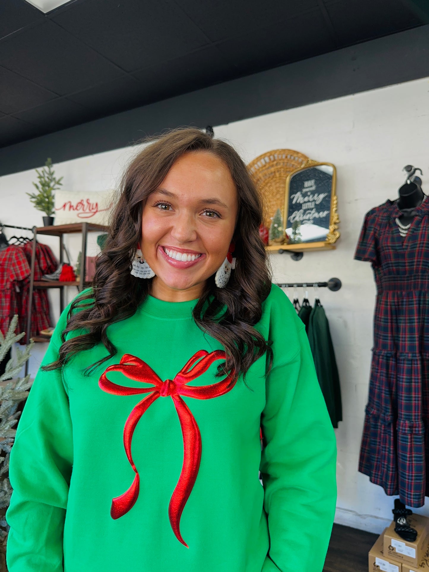 Feeling Festive Bow Sweatshirt