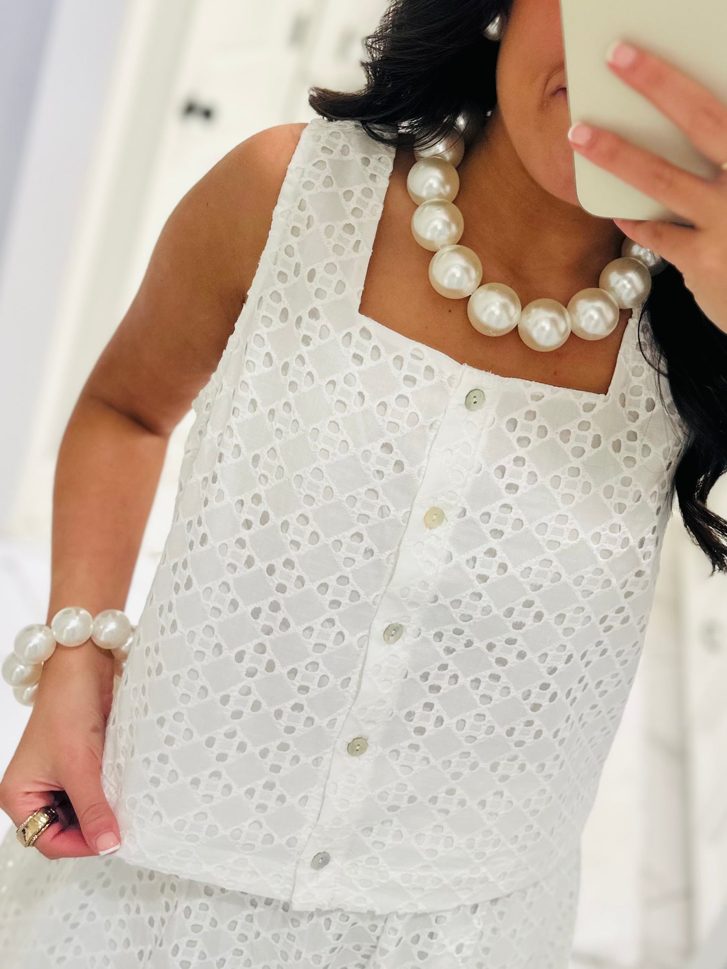 The Livi White Eyelet Top + Skirt Set