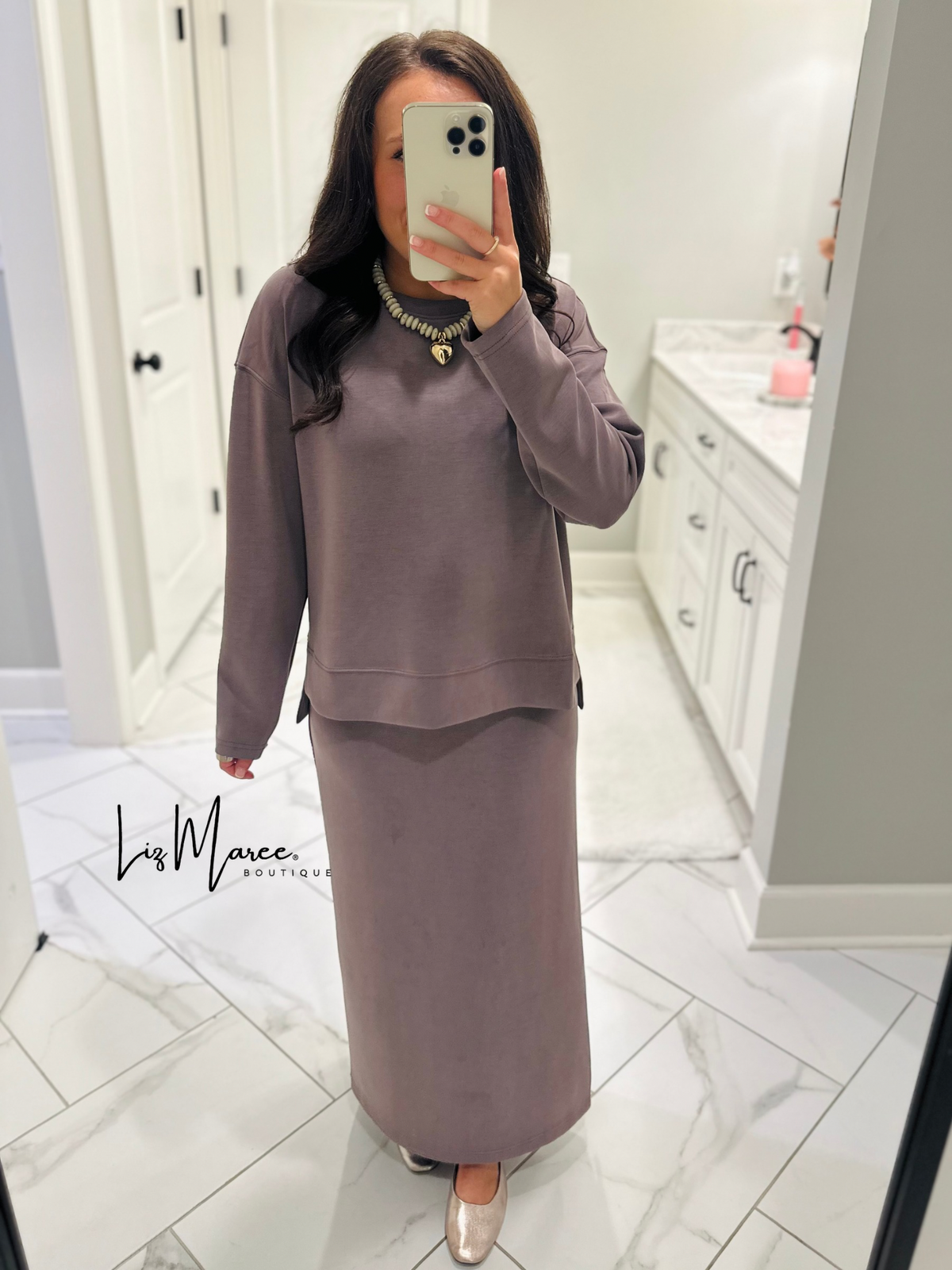 The Rheanne Mocha 2 Piece Dress Set