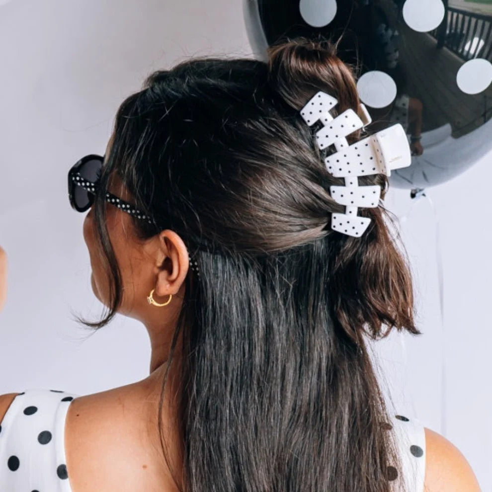 Classic White Polka Dot Party Claw Clip
