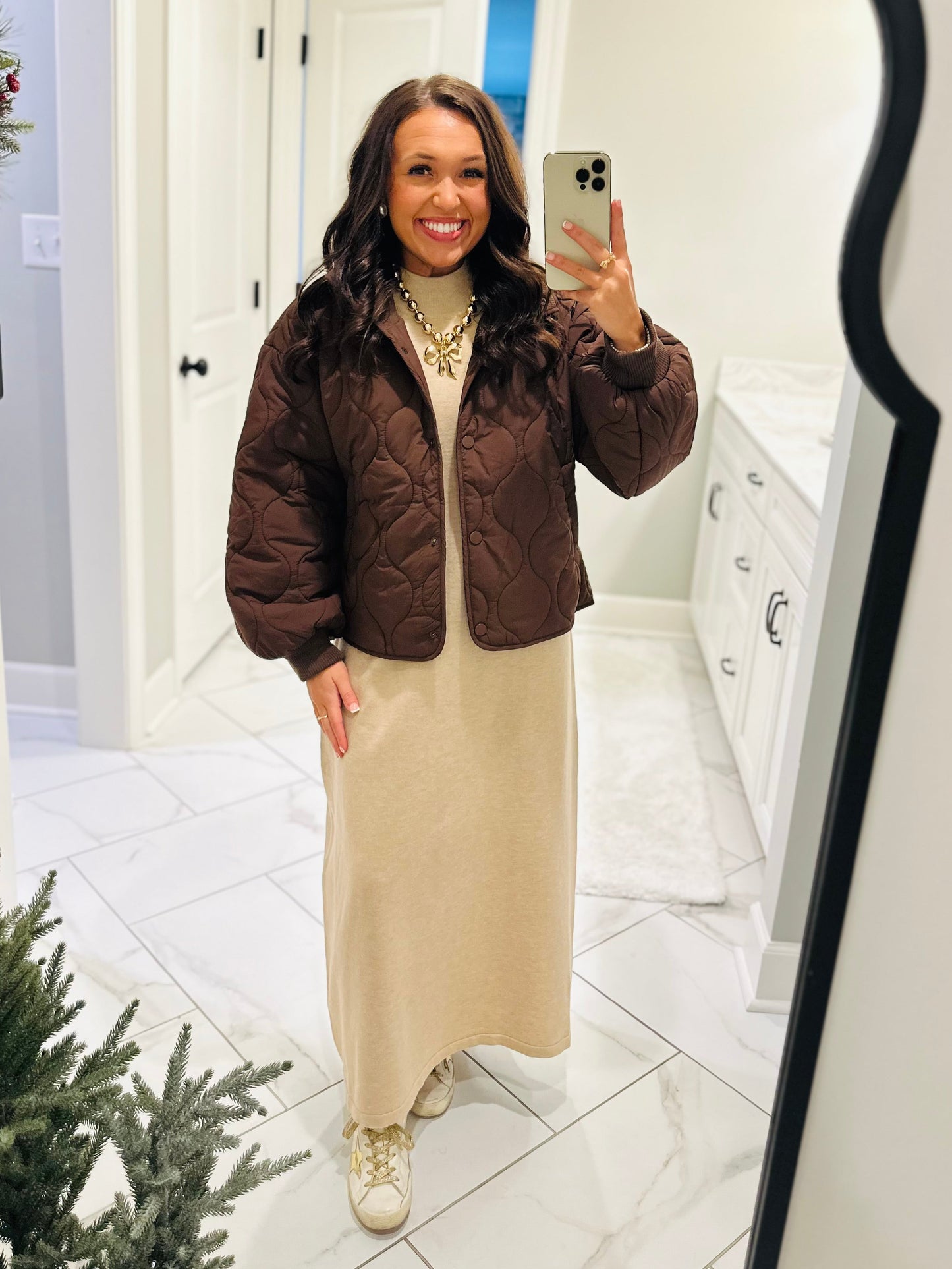 The Sarah Chocolate Brown Quilted Jacket