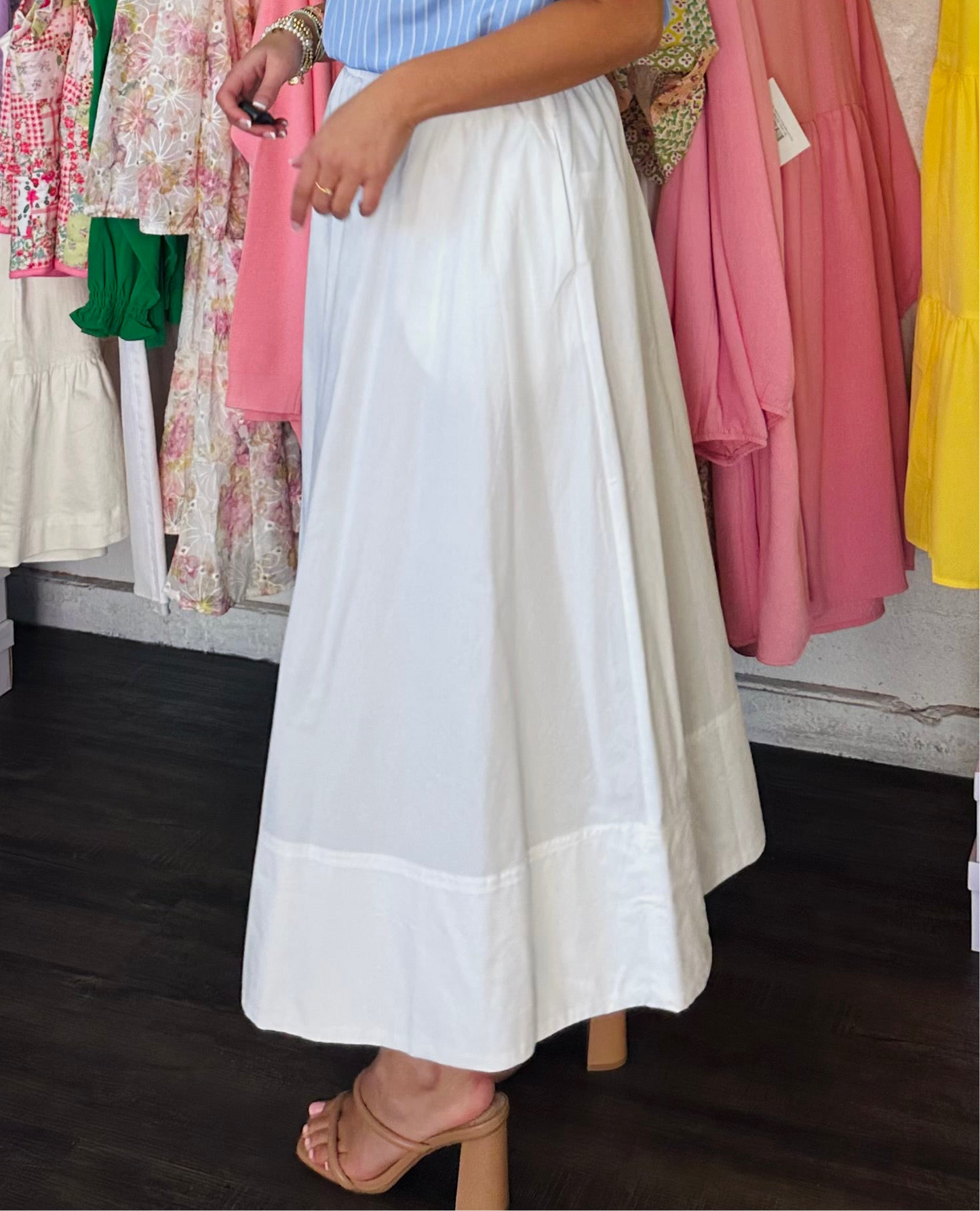 The White Poplin Maxi Skirt