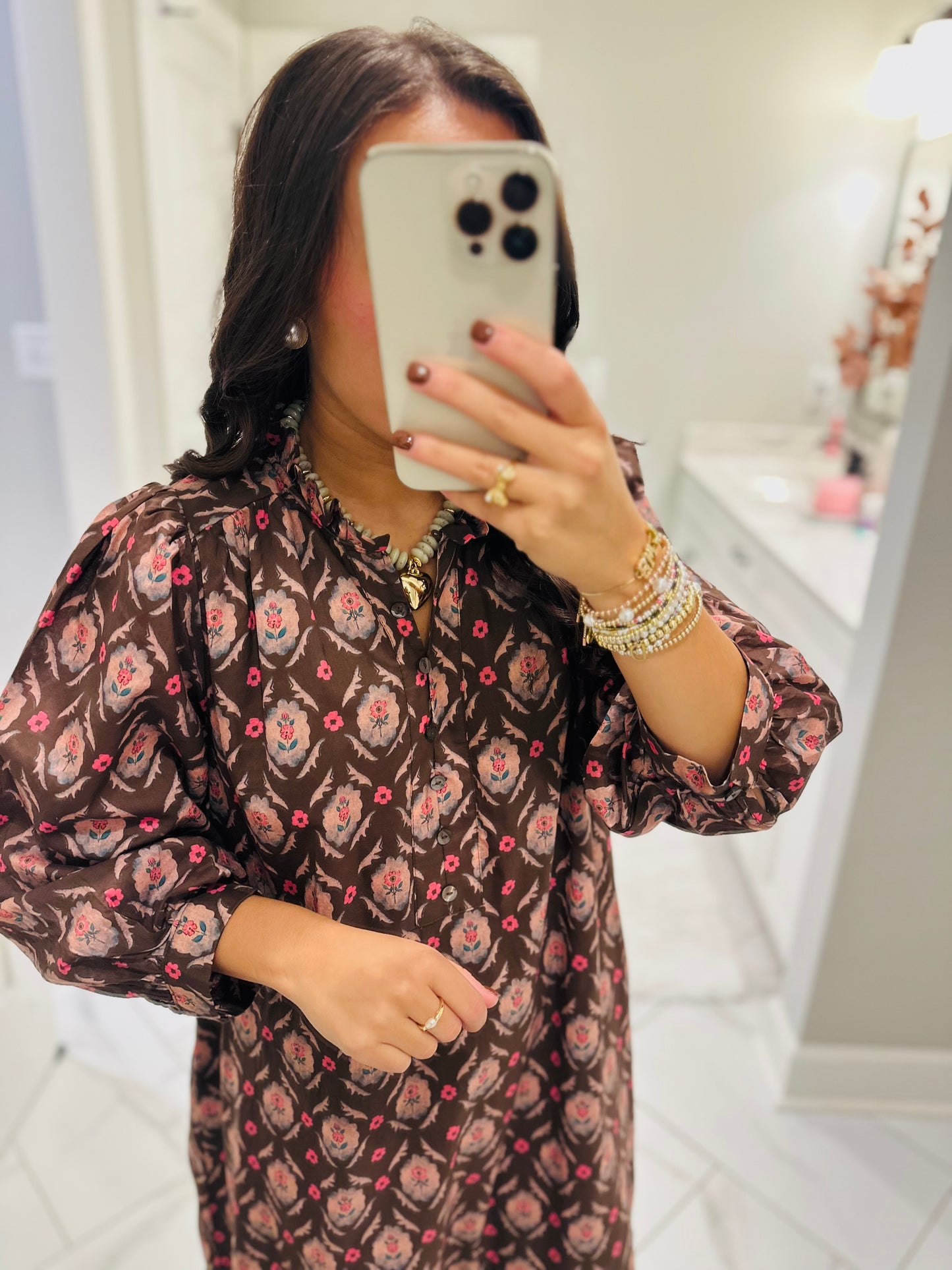 The Lila Maree Brown Floral Maxi Dress