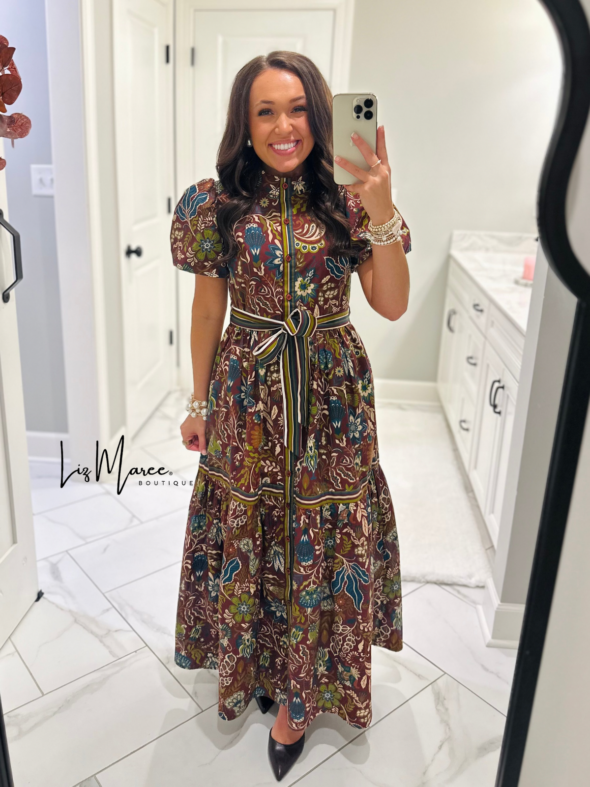 The Wren Burgundy Floral Maxi Dress