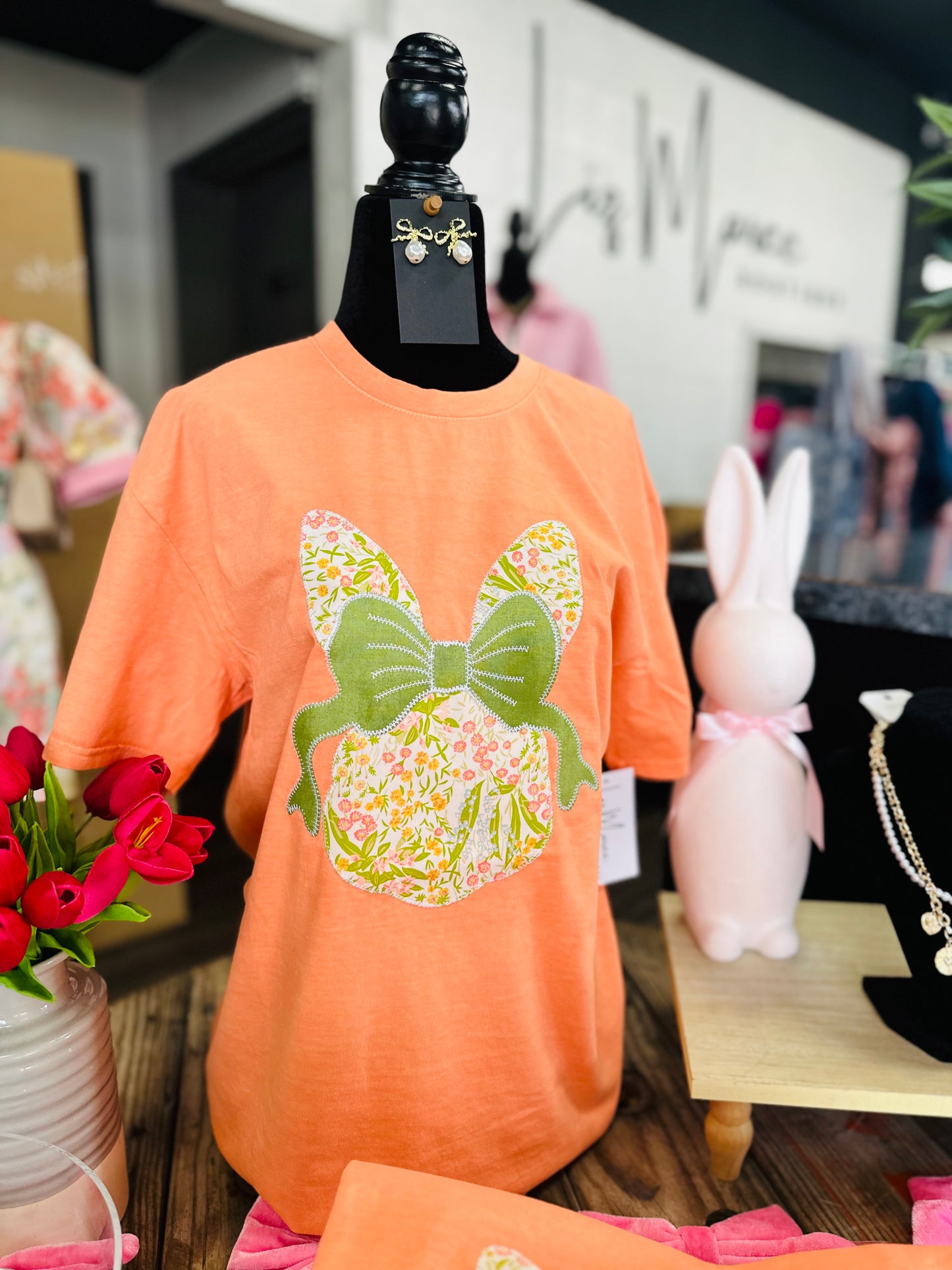 The Hippity Hoppity Bunny Bow Embroidered Tee