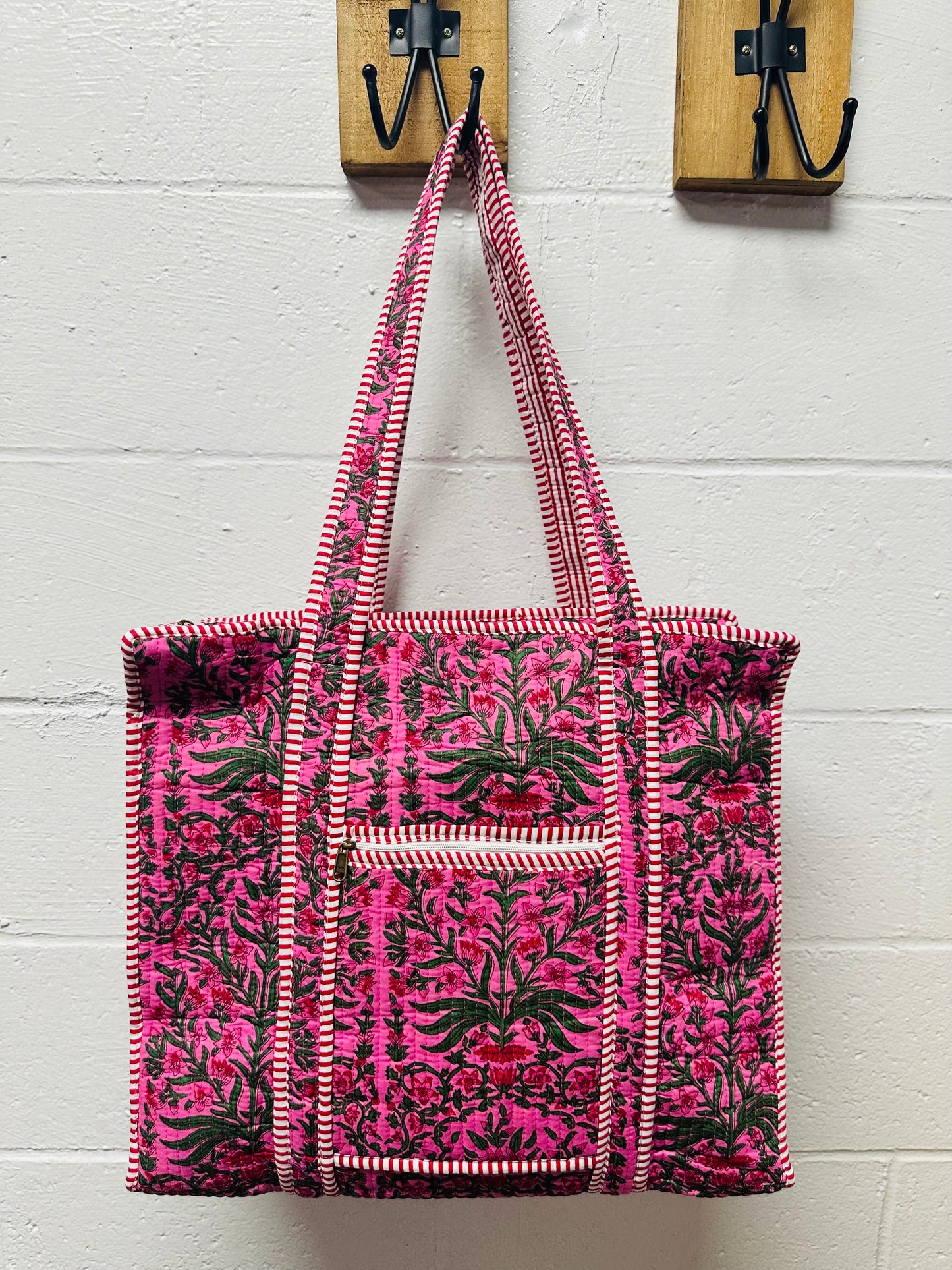 The Pink Florals Quilted Tote Bag