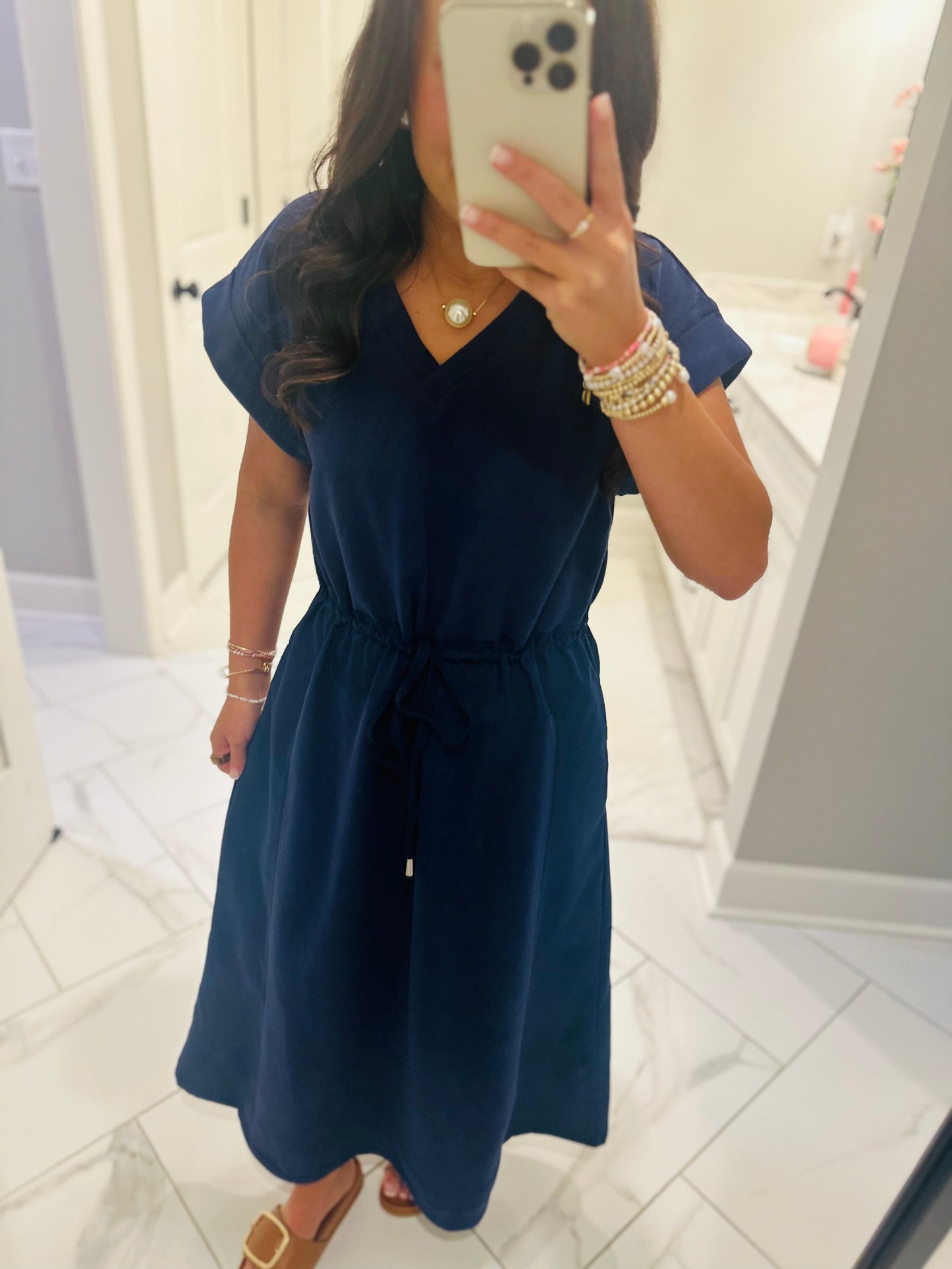 The Norah Navy Midi Dress