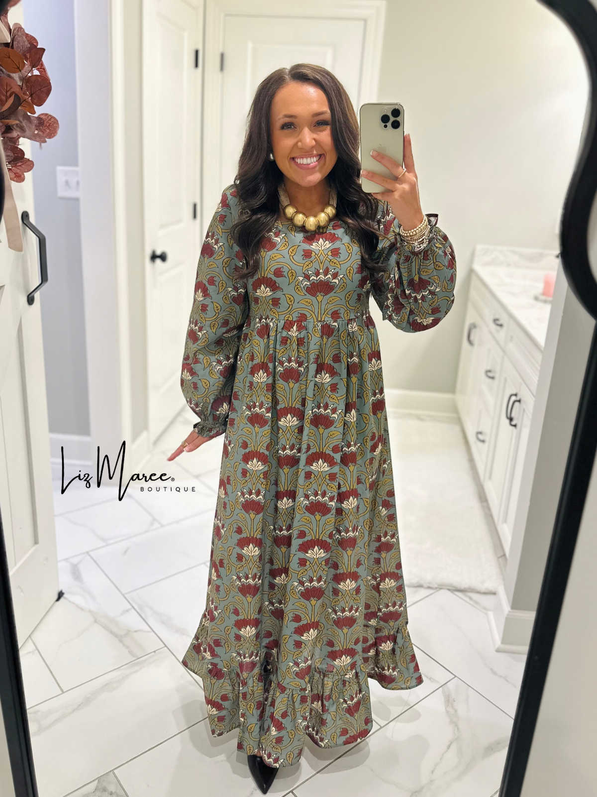 The Bryley Burgundy Floral Maxi Dress