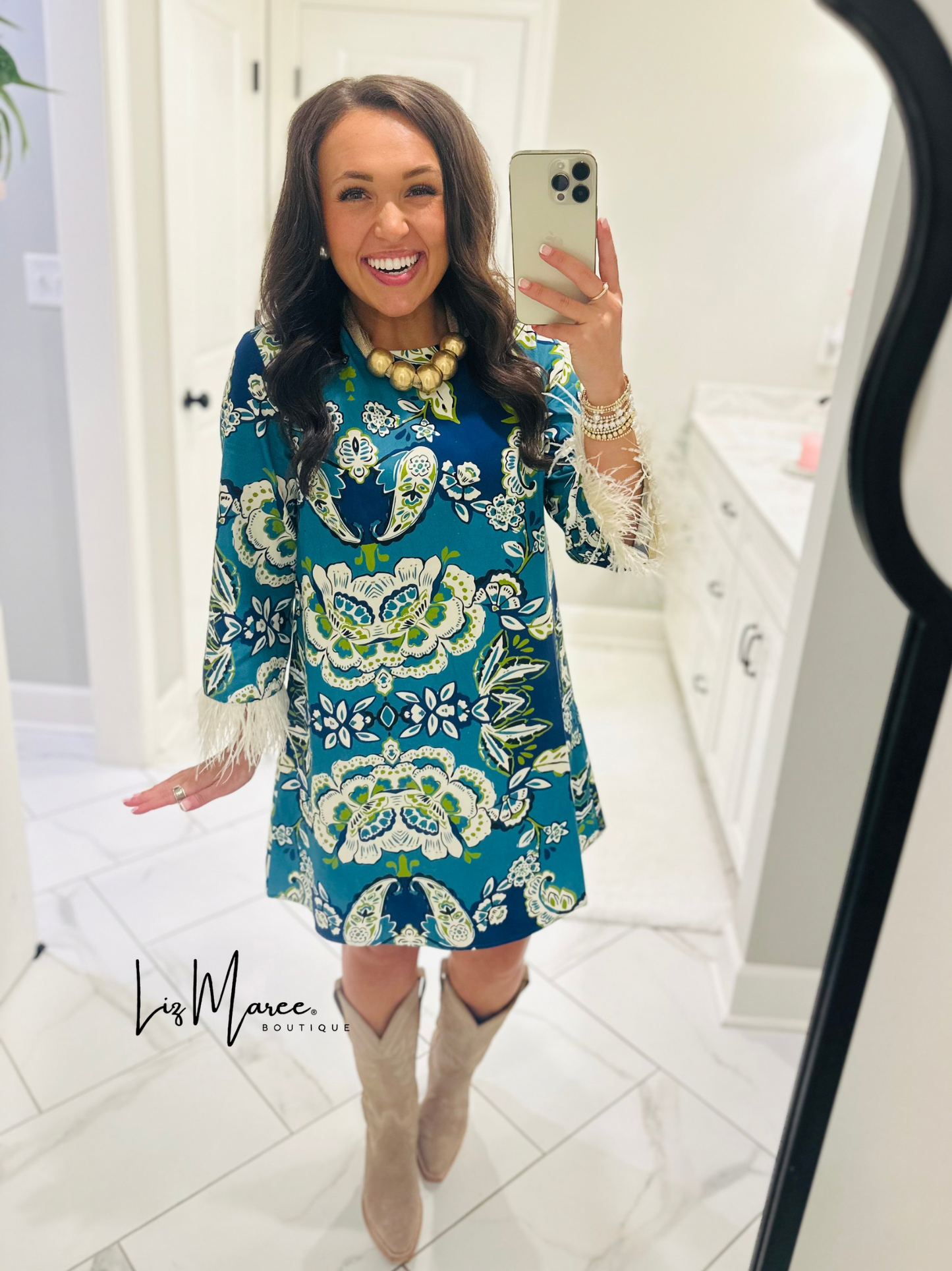 The Avery Blue Floral + Paisley Dress