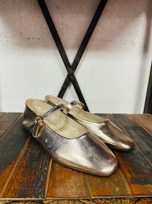 The Annabelle Gold Mary Jane Flat