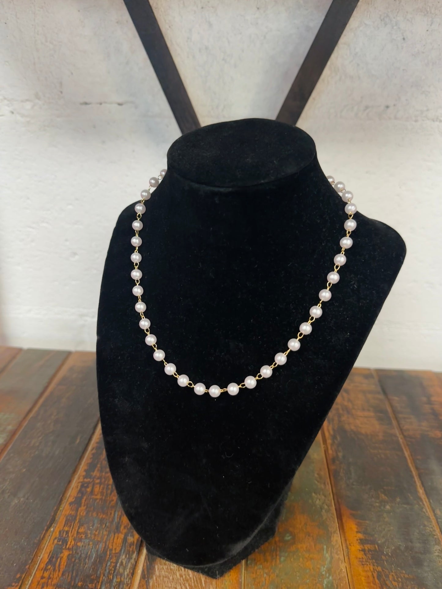 Pearl Beaded + Chain Link Necklace
