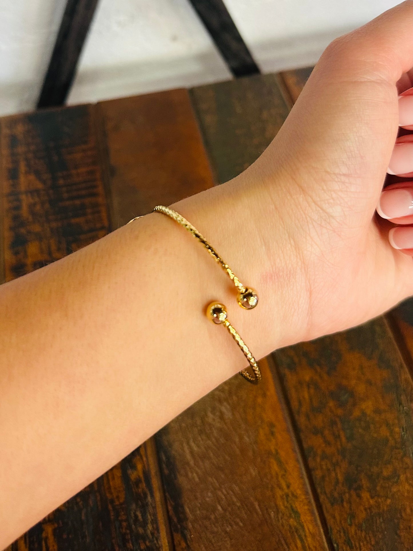 Gold Textured Bow Cuff Bracelet