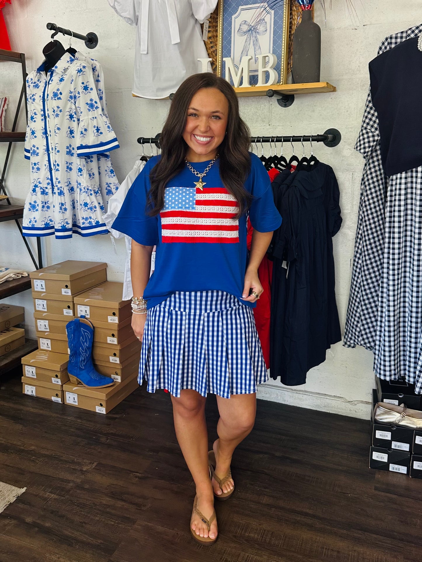 The Sweet Land of Liberty American Flag Applique Tee