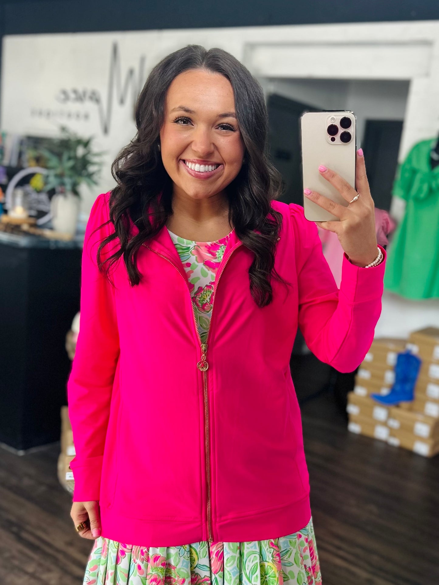 The Alena Hot Pink Full Zip Jacket