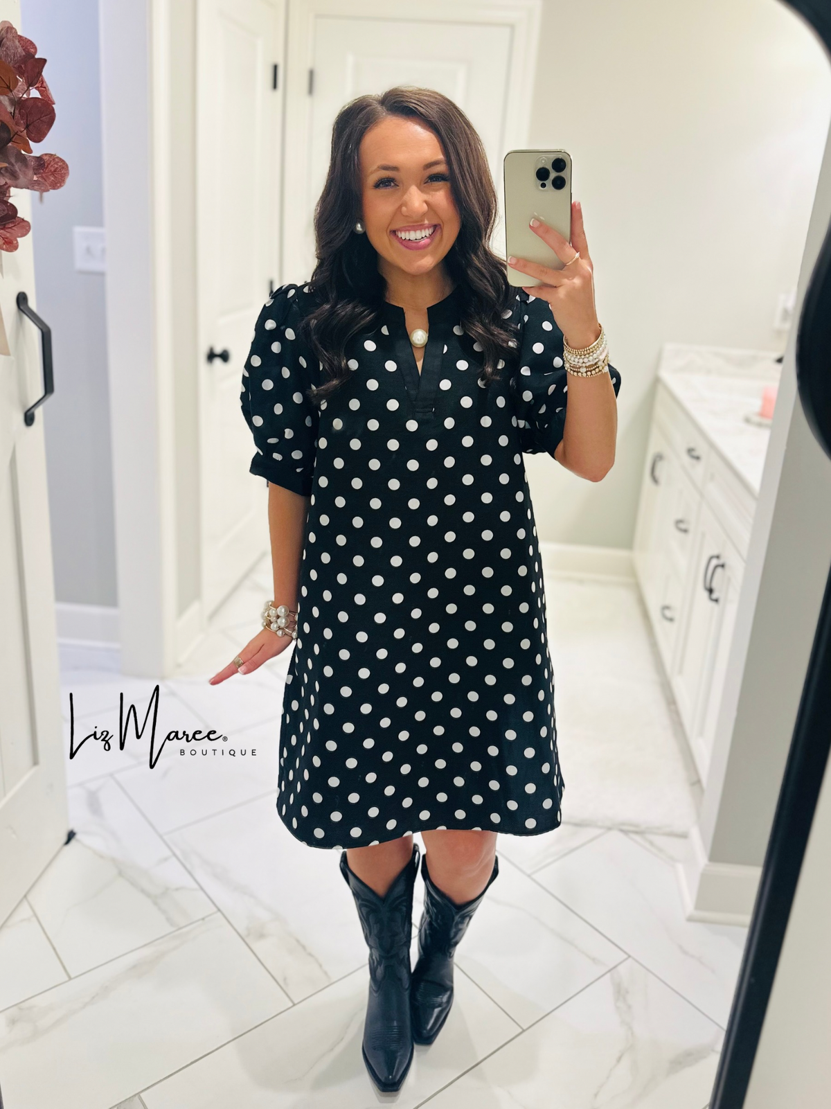 The Baylie Black Polka Dot Dress