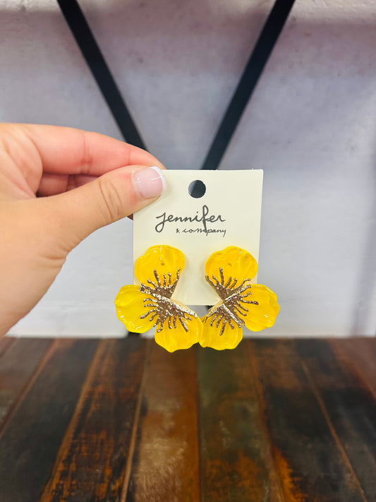 Flower Statement Earring - Yellow