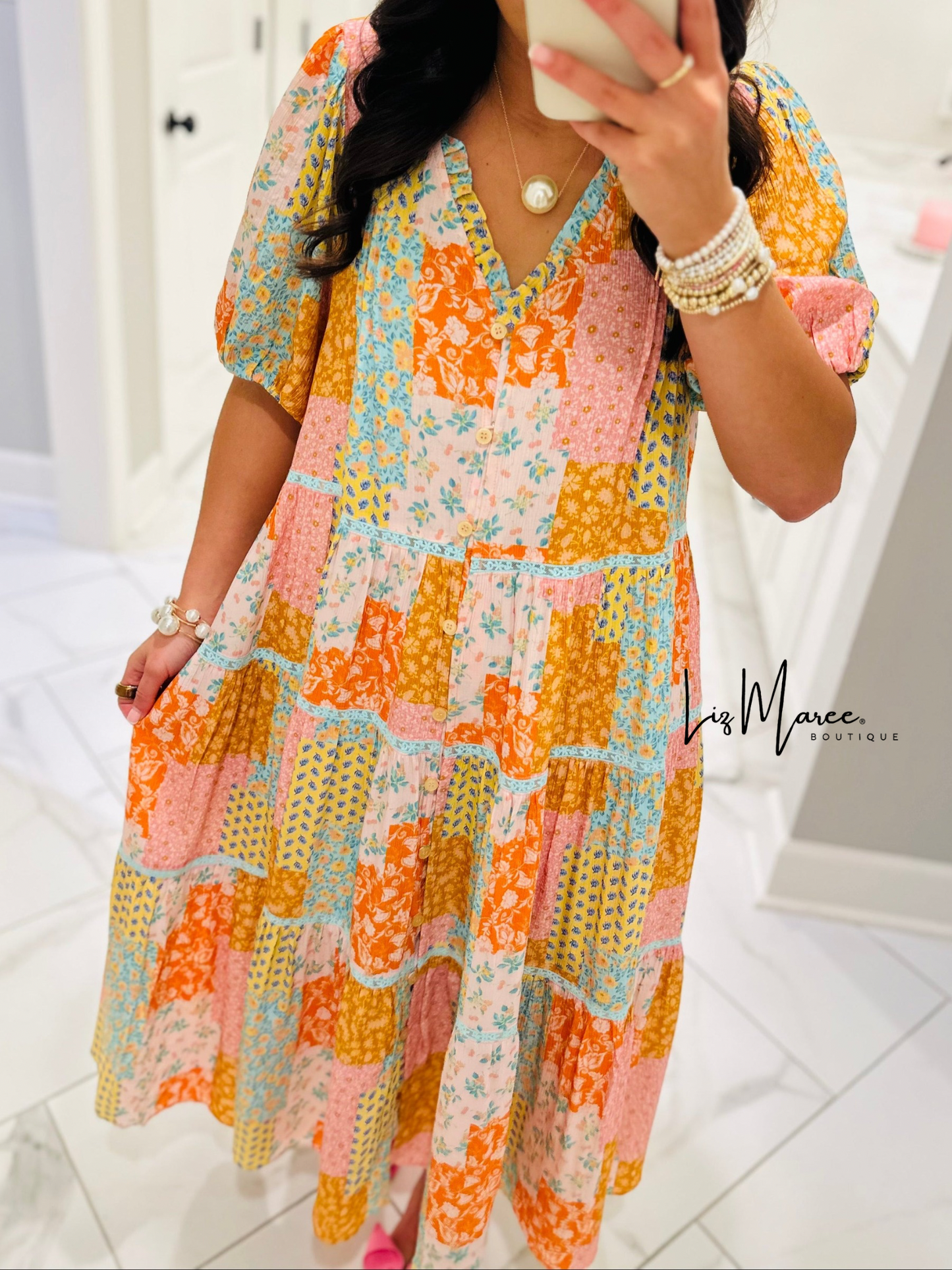 The Wrenlee Patchwork Midi Dress