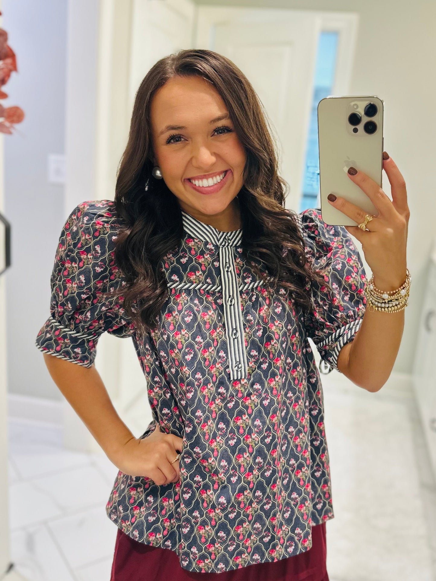 The Lottie Navy Floral Top