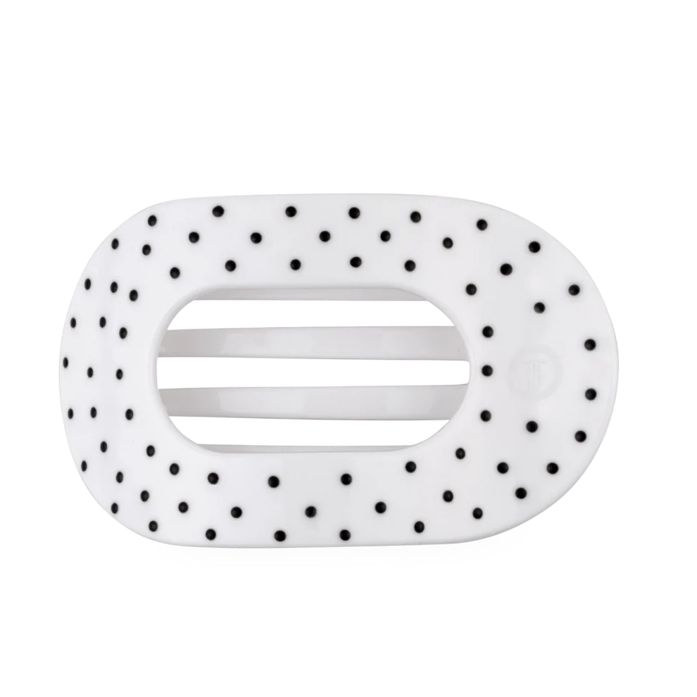 White Polka Dot Party Flat Round Hair Clip