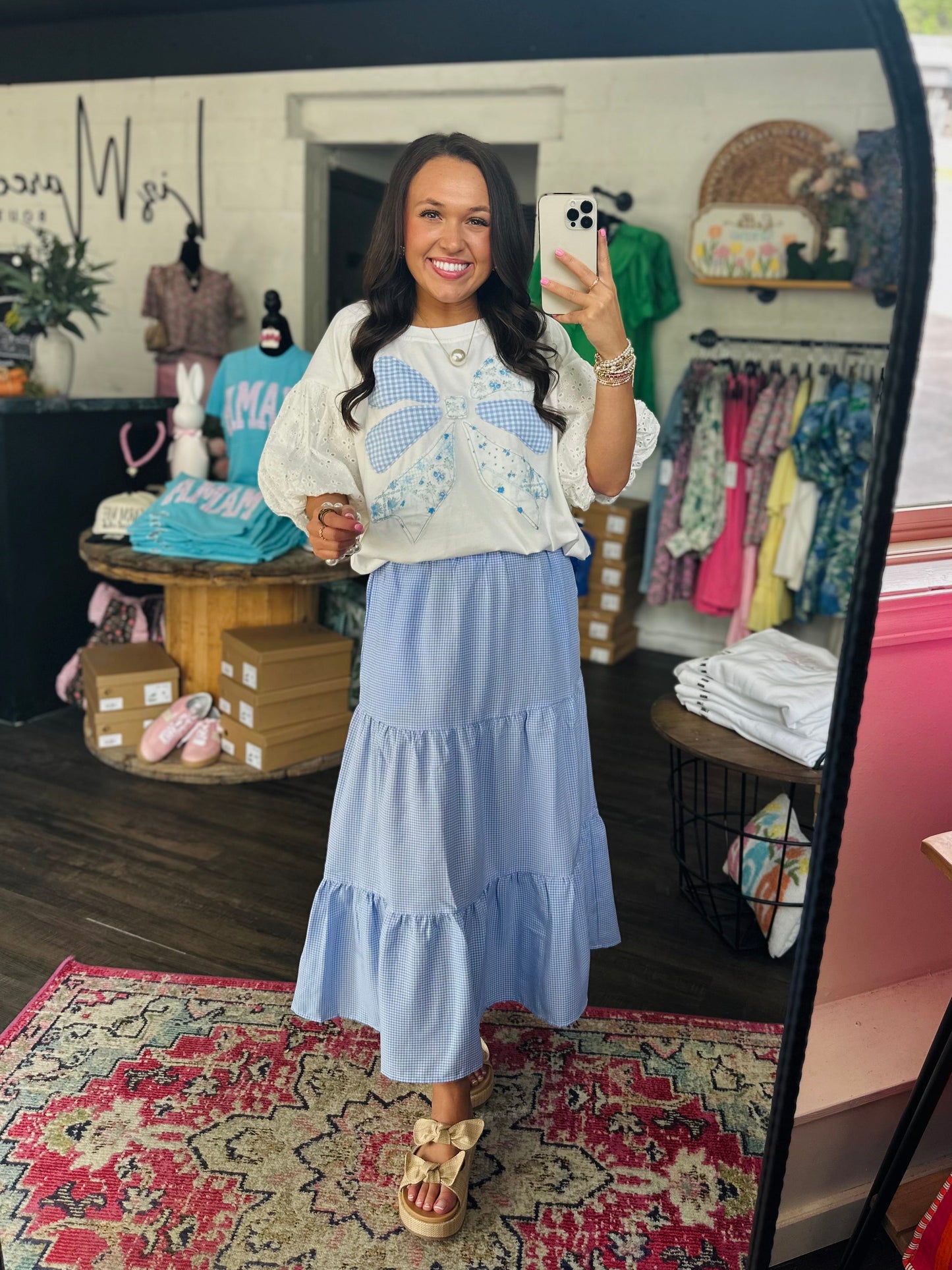 The Baby Blue Gingham Maxi Skirt