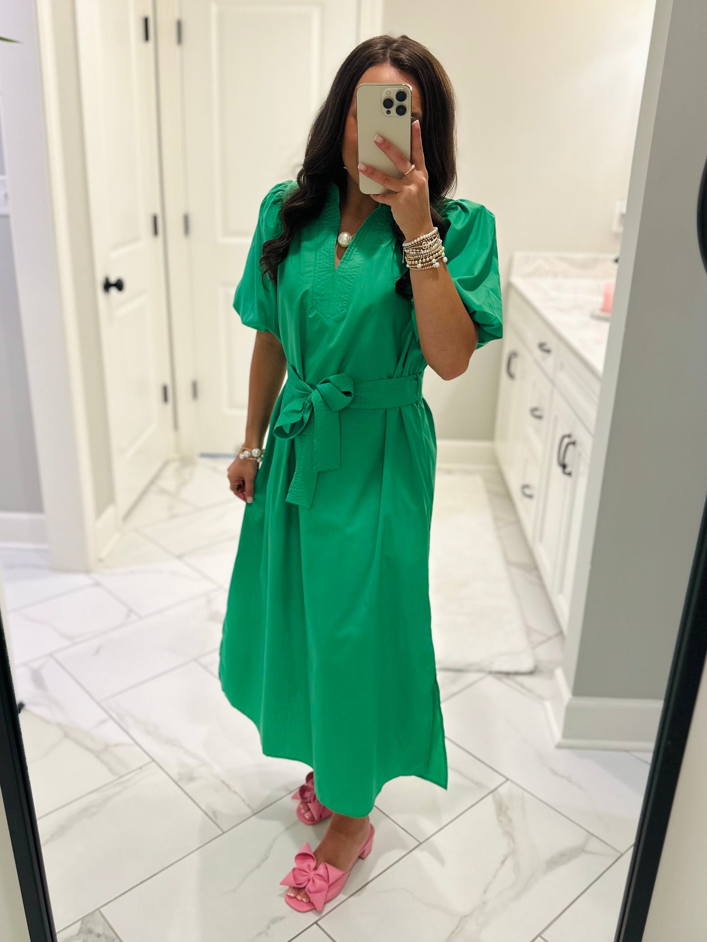 The Kaia Kelly Green Midi Dress