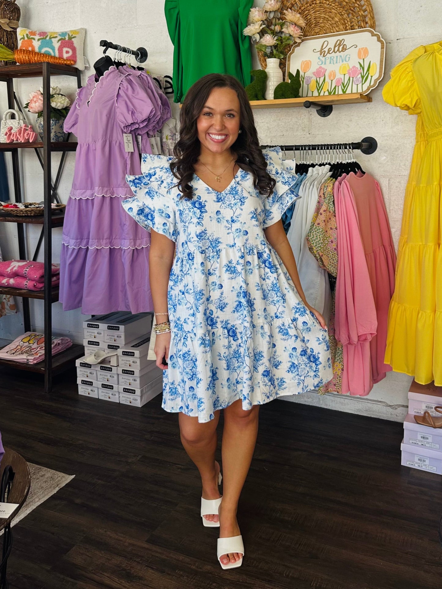 The Savannah Blue Floral Print Dress