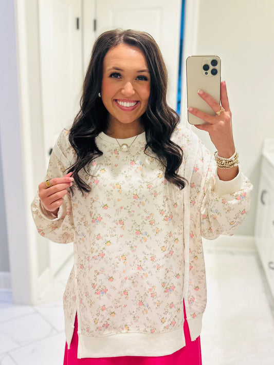 The Cali Ivory Floral Sweatshirt