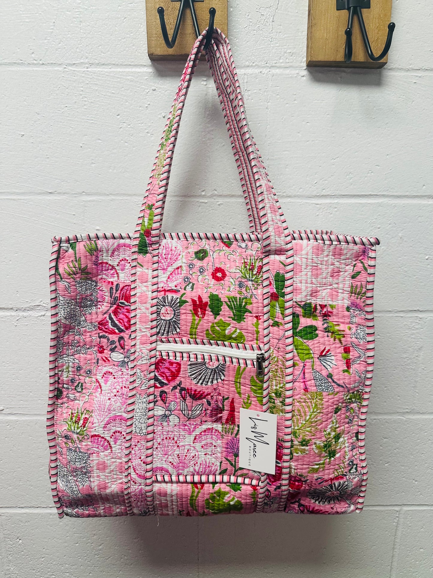 The Baby Pink Patchwork Quilted Tote Bag