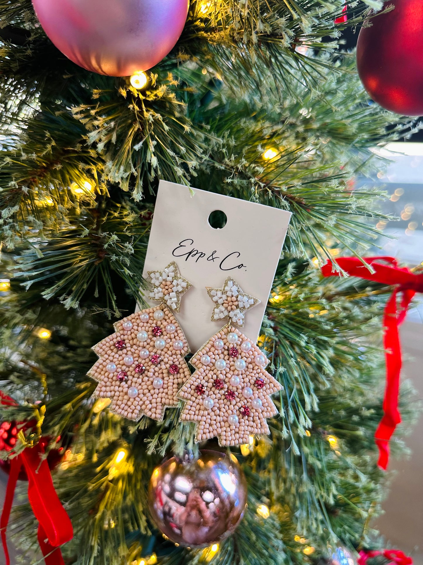 Pearl and Light Pink Christmas Tree Drops