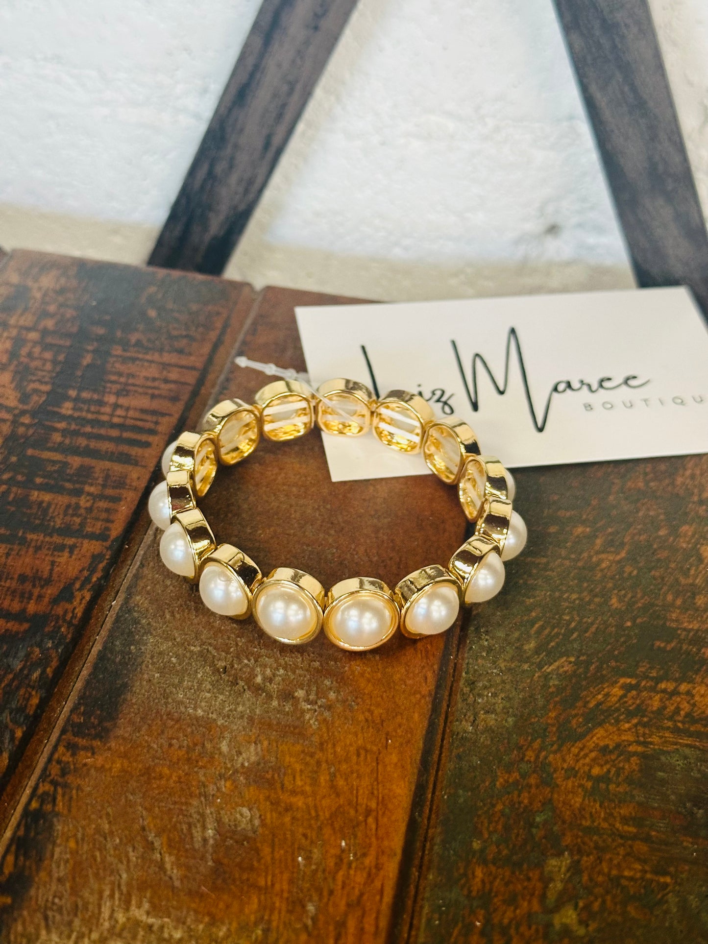 The Pearl + Gold Circle Bracelet