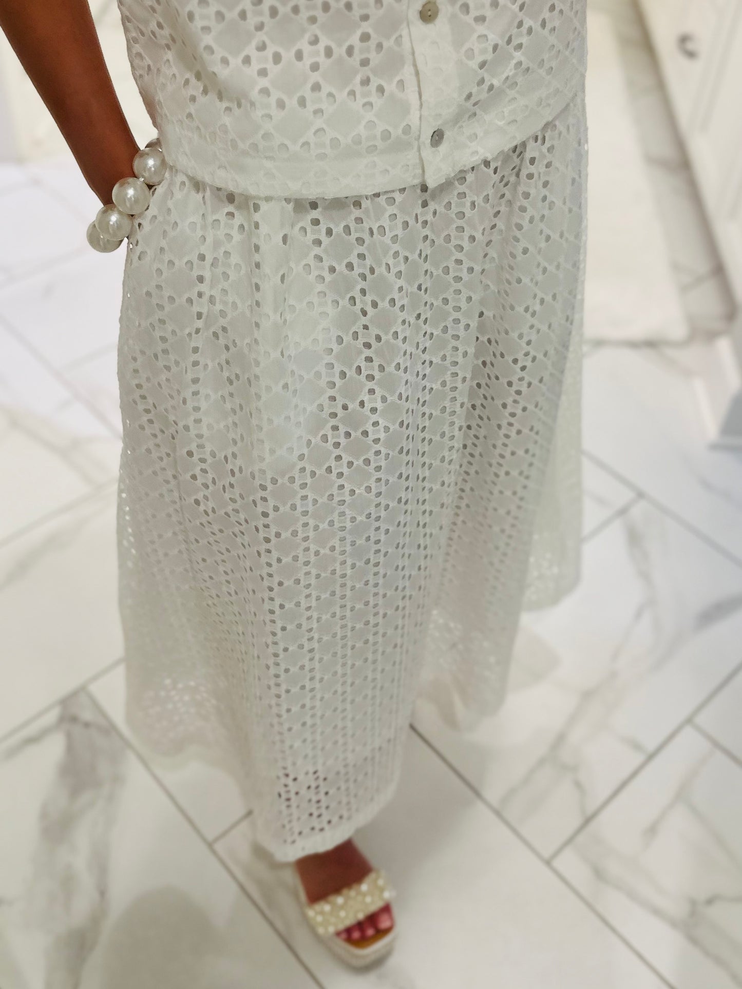 The Livi White Eyelet Top + Skirt Set