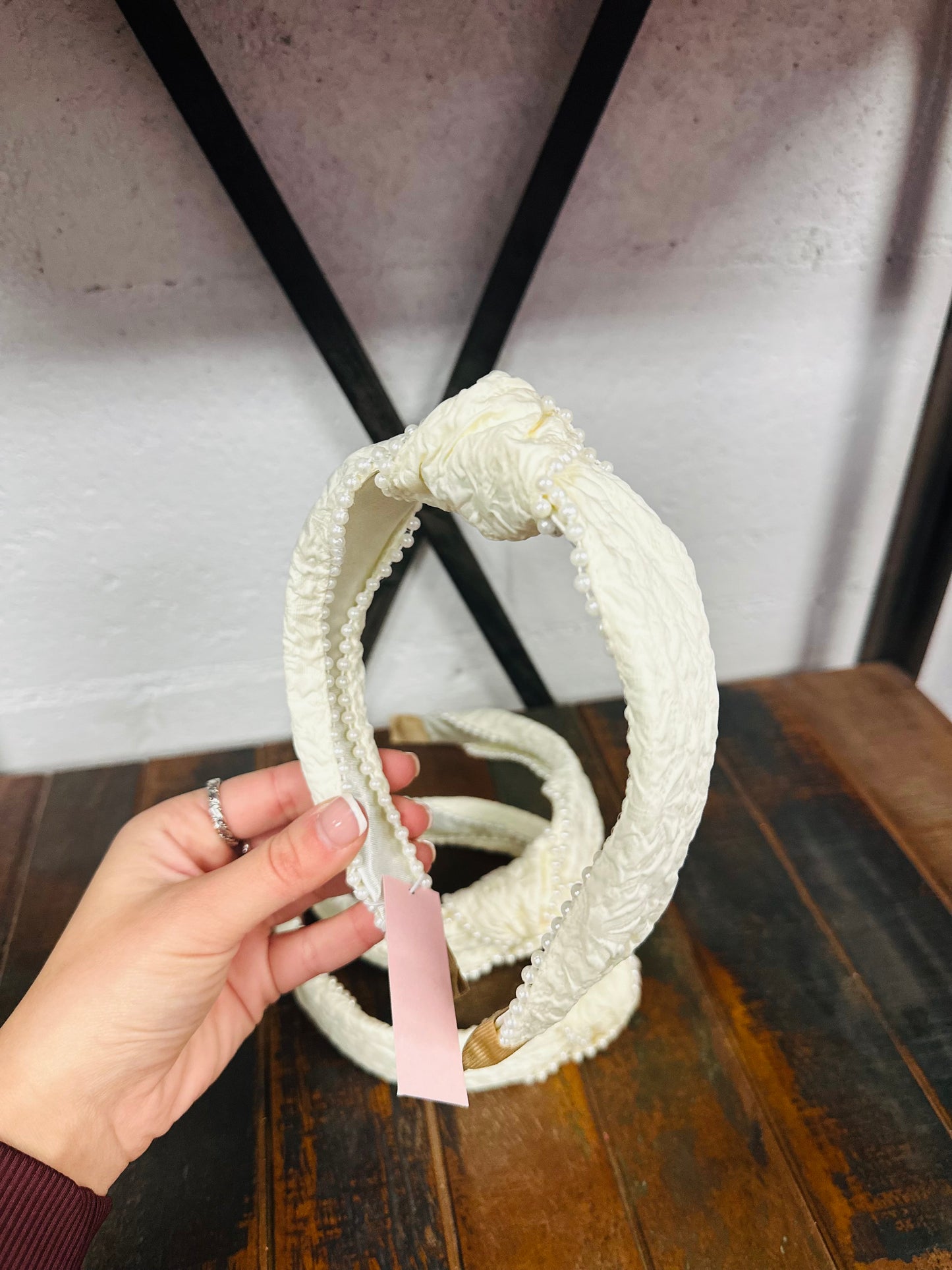 The Elegant Cream Knot Pearl Embellished Headband