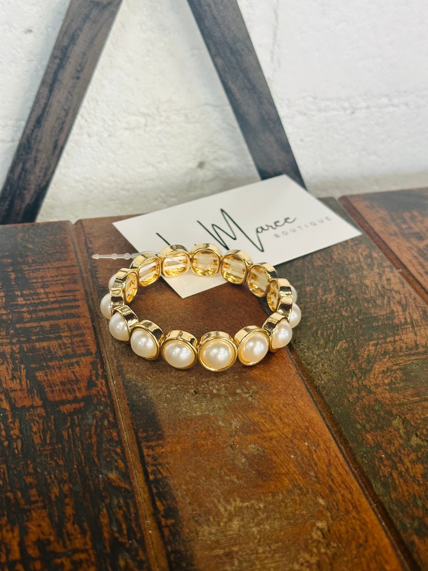 The Pearl + Gold Circle Bracelet