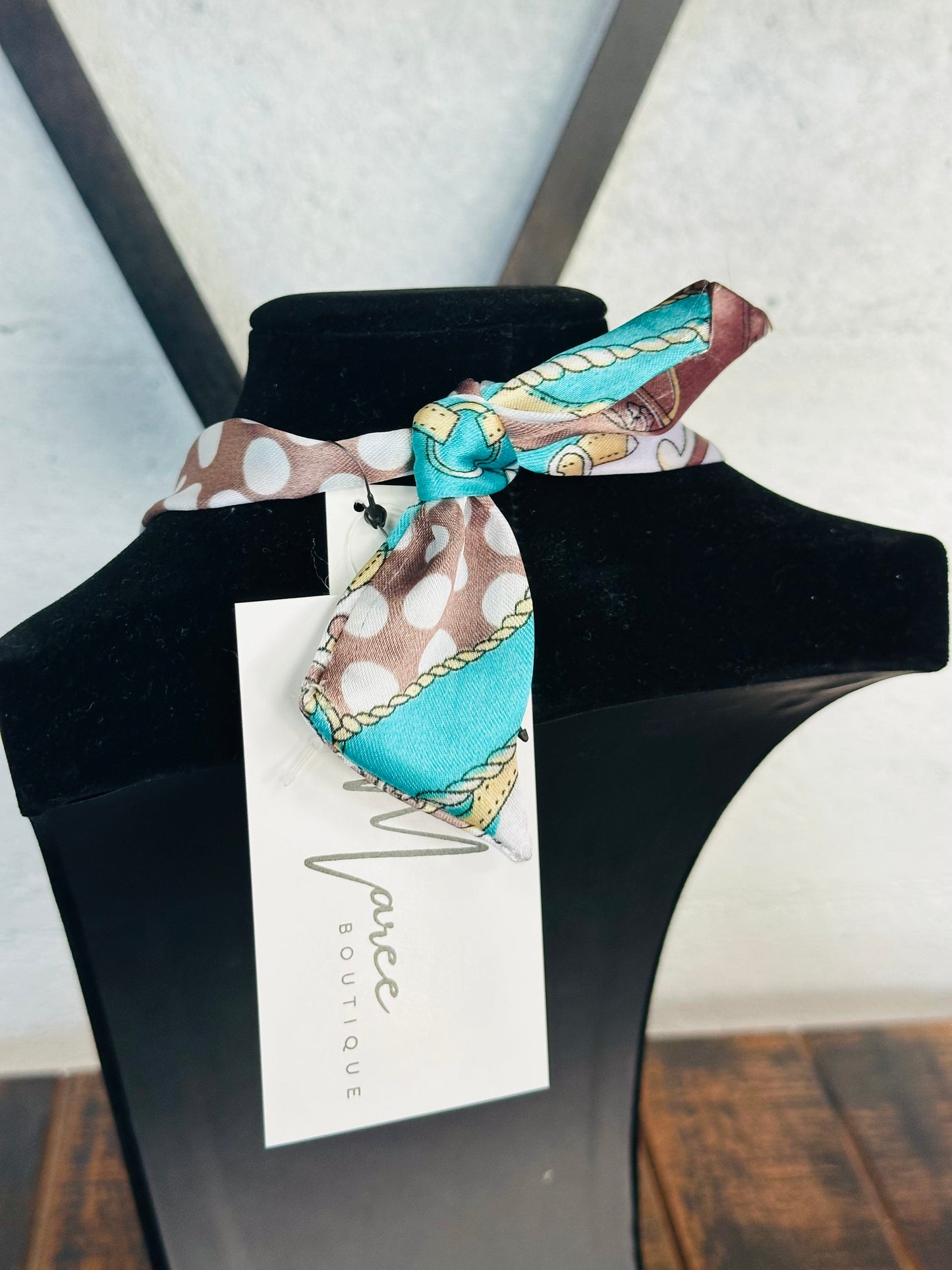 Coastal Blues Silk Scarf Necklace