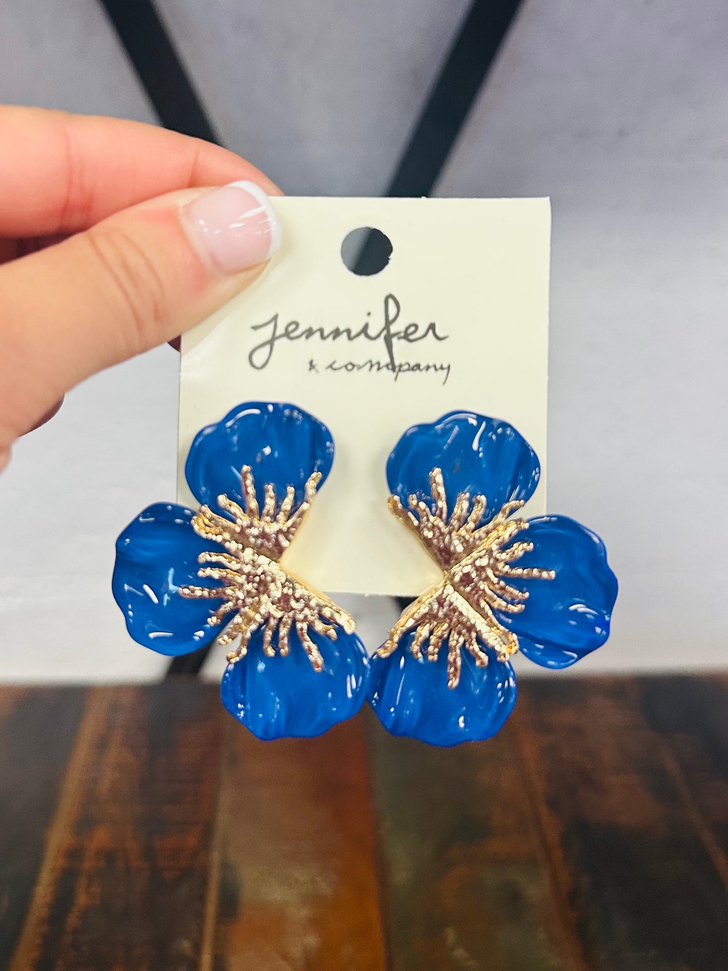 Flower Statement Earring - Royal Blue