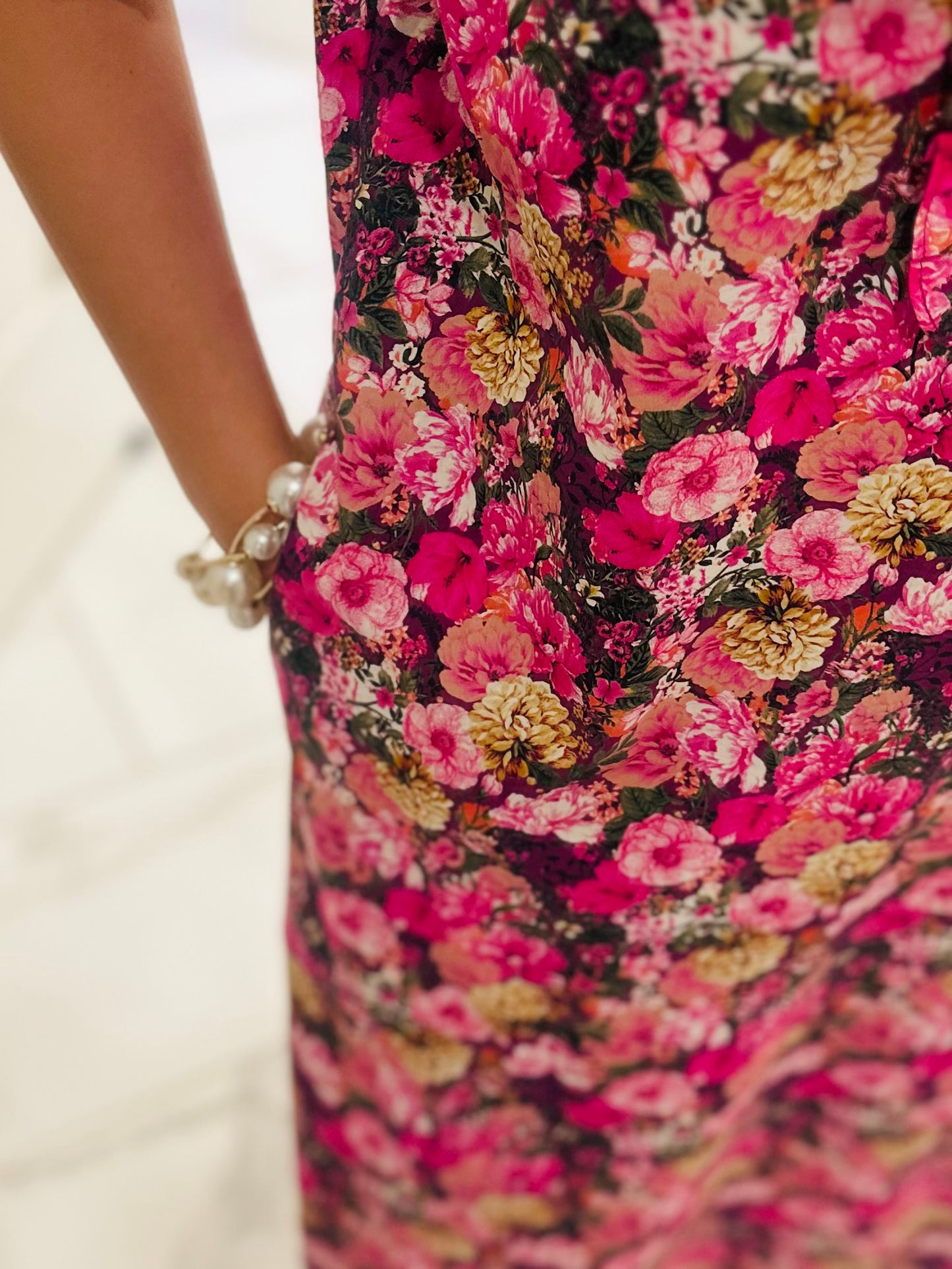 The Anabelle Magenta Floral Midi Dress