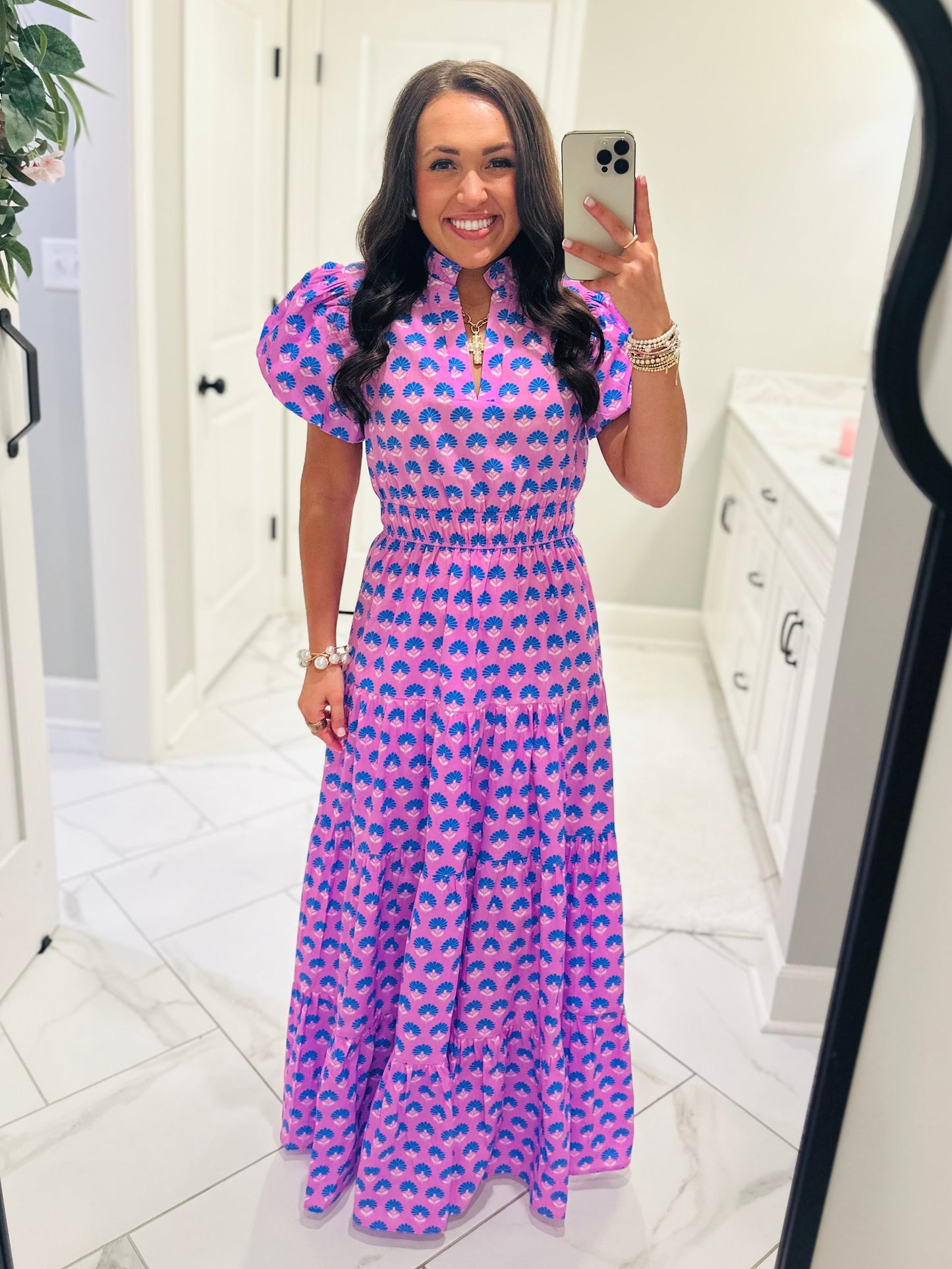 The Maya Lavender Floral Midi Dress