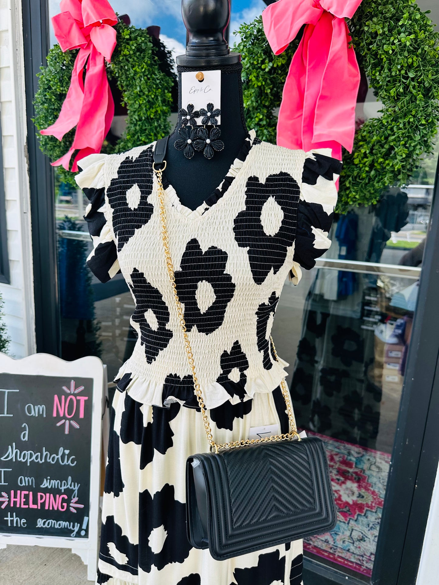 The Abbie Lee Black Floral Top + Skirt Set